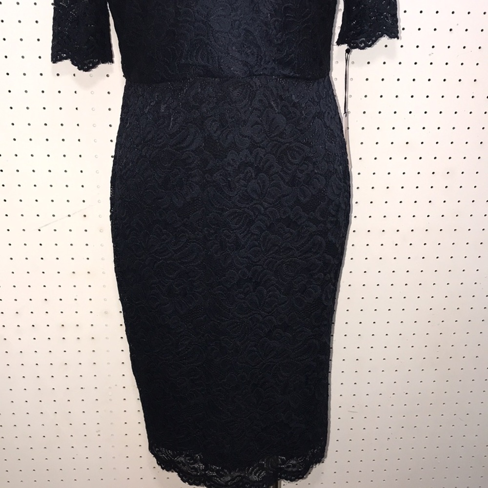 NWT Ivanka Trump Midnight Blue Lace Crossover V Neck Dress Size 8 - Picture 3 of 13
